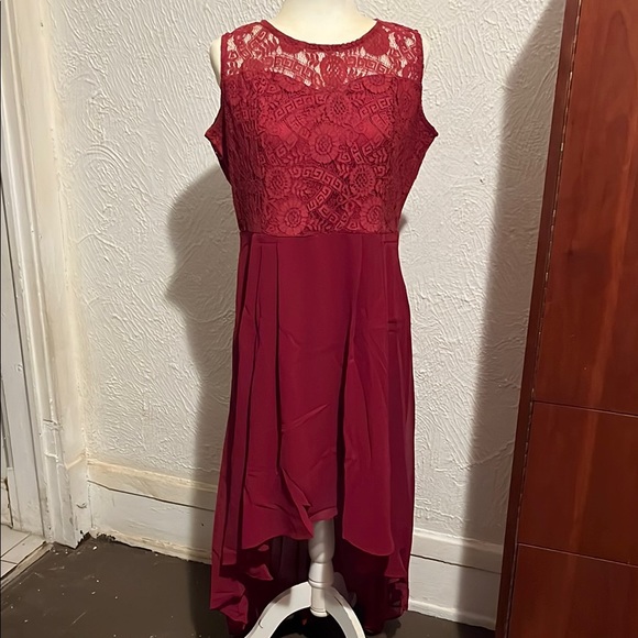 Elegant Red High-Low Asymmetrical Dress for Cocktail Events - Picture 1 of 2